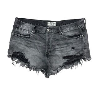 We The Free Jean Cutoffs Loving Good Vibrations Denim Shorts Black Size 32